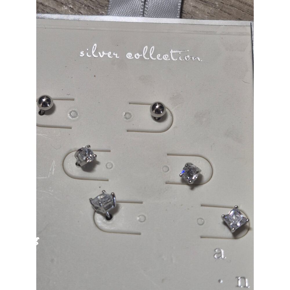 Target 5 Piece Earring Bundle Sterling Silver Square Cut Different Sizes NWT - Picture 5 of 8